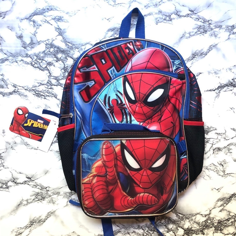 Marvel Spider-Man Kids Boys' Backpack with Lunch Bag NEW